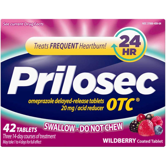 Prilosec OTC Acid Reducer, 20.6mg Delayed-Release Tablets, Wildberry 42 ct.