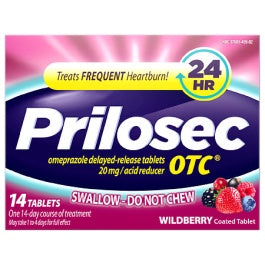 Prilosec OTC Acid Reducer, Delayed-Release Tablets, Wildberry 14 ea