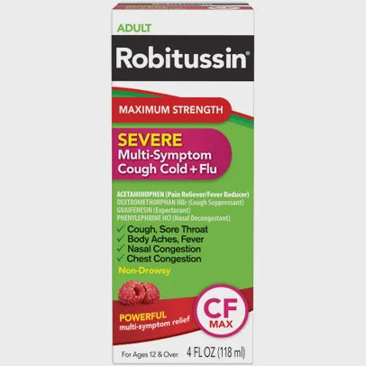Robitussin Severe Multi-Symptom Cough Cold and Flu Medicine, 4 fl oz (118mL)