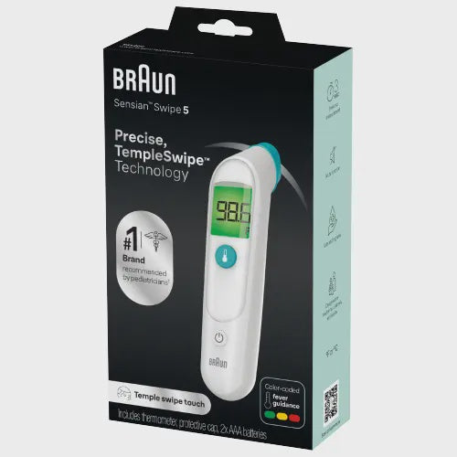 Braun TempleSwipe Thermometer Temporal Fever Guidance Color