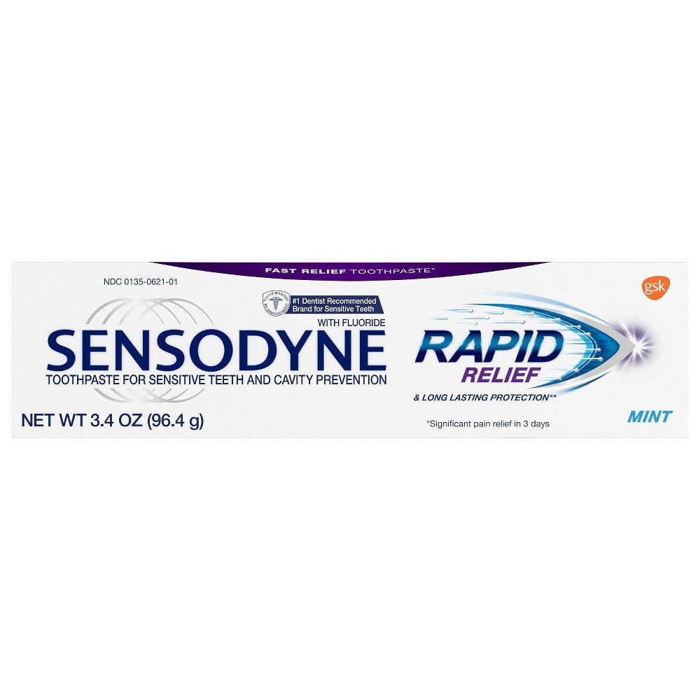 SENSODYNE MINT RAPID RELIEF TOOTHPASTE 3.4 OZ