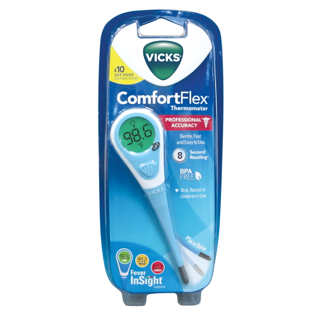 Vicks Comfortflex Digital Thermometer With Fever Insight, 1 ct