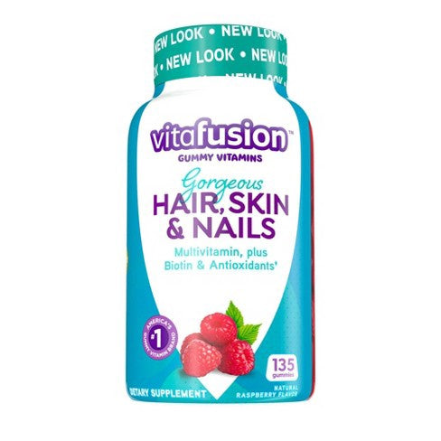 Vitafusion Gorgeous Hair Skin & Nails Supplement Gummies - Raspberry - 135ct