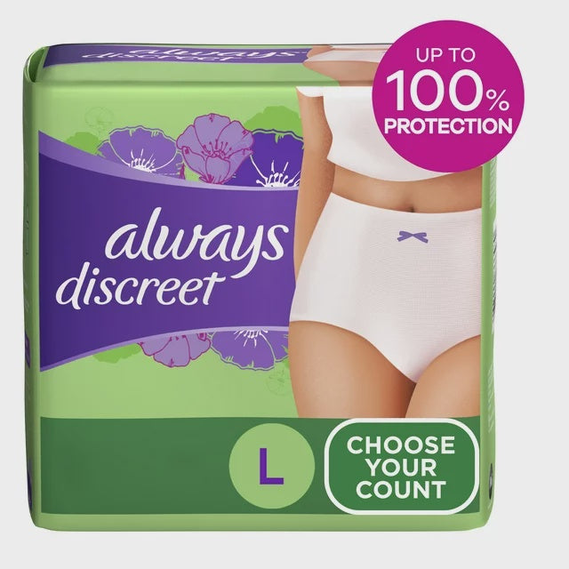 Always Discreet Adult Incontinence Underwear for Women and Postpartum Underwear L (28 ct)