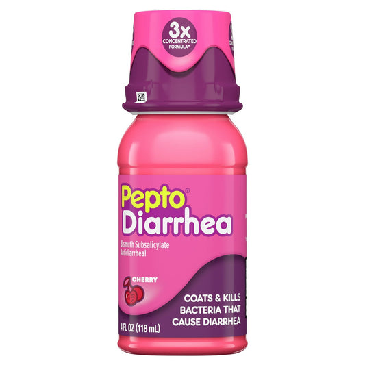 Pepto Bismol Anti Diarrhea and Upset Stomach Reliever Liquid, Cherry, 4 Oz