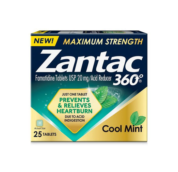Zantac Famotidine 360 Cool Mint 20mg Tab 25 count