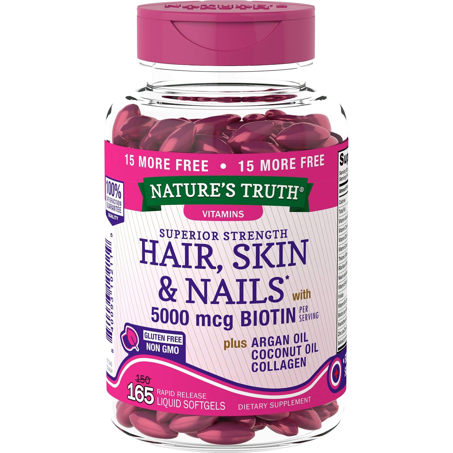 Nature's Truth Hair, Skin & Nails with Biotin Softgels, 5,000 mcg, 165 CT