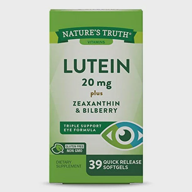 Nature's Truth Lutein 20 mg Plus Zeaxanthin and Bilberry Capsules, 39 Count