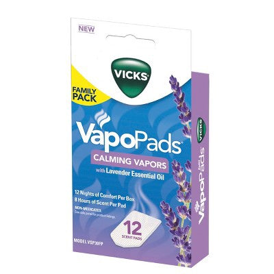 Vicks Calming Menthol and Lavender Pads Cough Suppressant 12 Pads