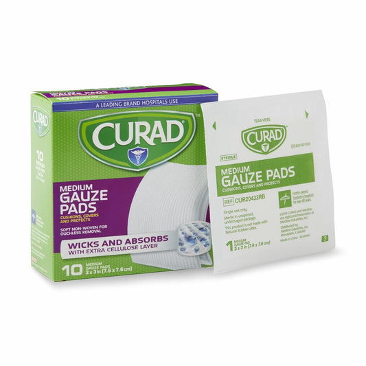 CURAD GAUZE PADS MEDIUM 3 X 3 IN 10 CT