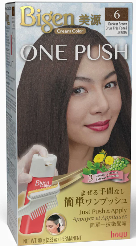 美源深棕色#6號 BIGEN ONE PUSH DARKEST BROWN BRUN TRES FONCE CREAM #6