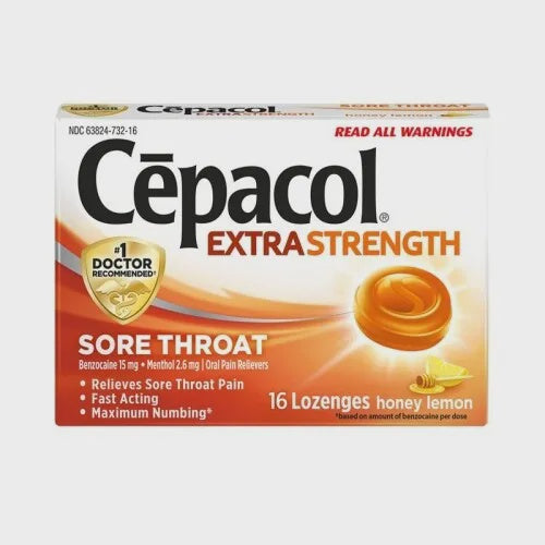 CEPACOL SORE THROAT EXTRA STRENGTH LOZENGES HONEY LEMON 16 CT
