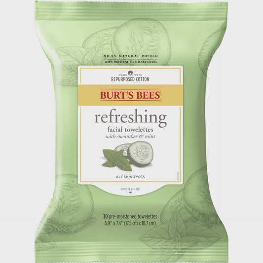 Burt's Bees Facial Cleansing Towelettes, Cucumber and Sage - 30 sheets