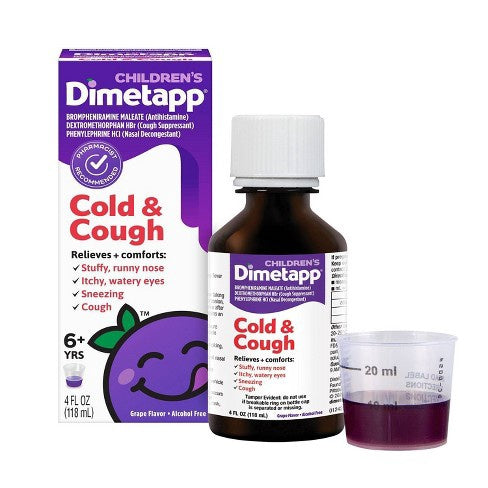 Children's Dimetapp Cough & Cold Relief Liquid - Dextromethorphan - Grape - 4 Fl Oz