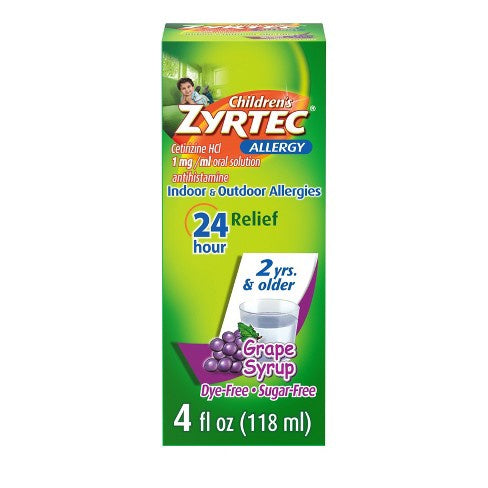 Children's Zyrtec 24 Hour Allergy Relief Syrup - Grape - Cetirizine 4FL OZ