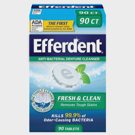 Efferdent Plus Mint Anti-Bacterial Denture Cleanser- 90 count