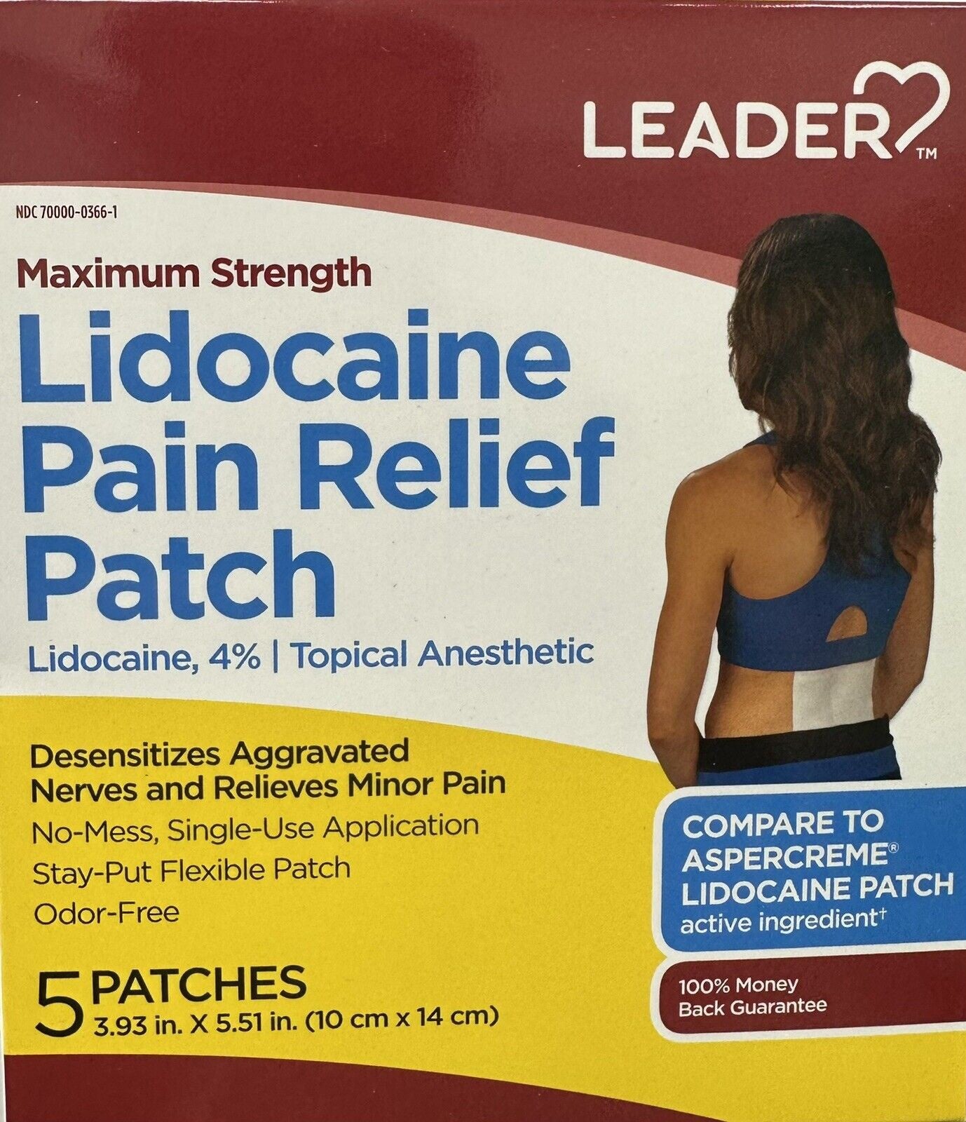 Leader Maximum Strength Lidocaine Pain Relief Patch 5 CT
