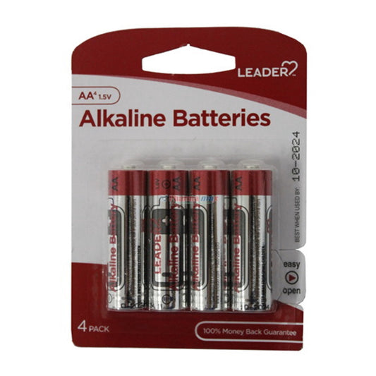 LEADER ALKALINE BATTERIES AA 1.5V 4 PK