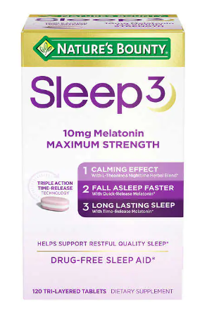 Nature's Bounty Sleep3 10mg. Melatonin, 120 Tablets