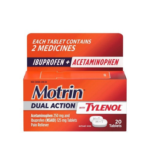Motrin Acetaminophen Dual Action with Tylenol Pain Reliever 20ct