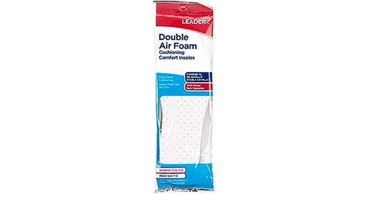 LEADER(TM) INSOLES AIR FOAM CUSHIONING COMFORT 1 PAIR