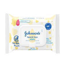 Johnsons Baby Hand and Face Wipes, 25 count per pack