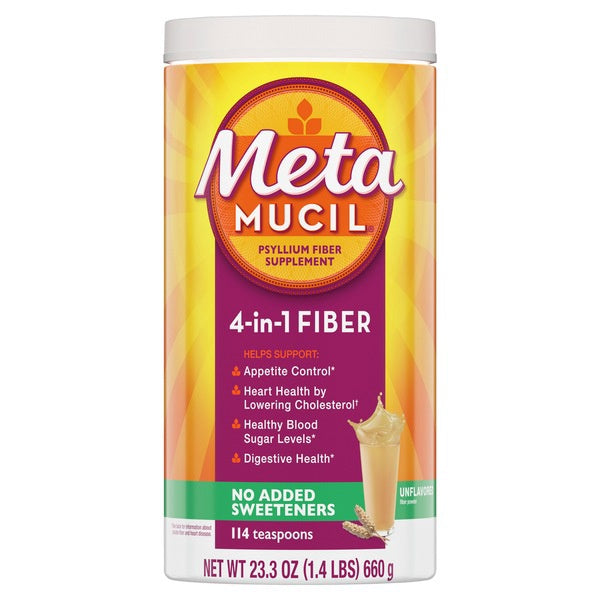 Metamucil Sugar-Free, 4-in-1 Fiber, No Added Sweetener Original Smooth - 23.3 oz