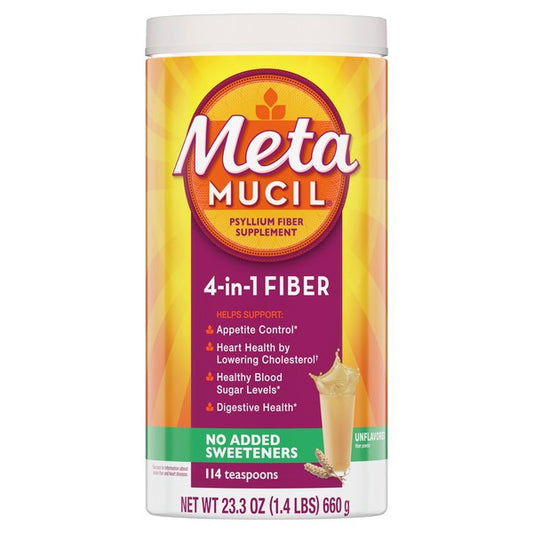 Metamucil Sugar-Free, 4-in-1 Fiber, No Added Sweetener Original Smooth - 23.3 oz