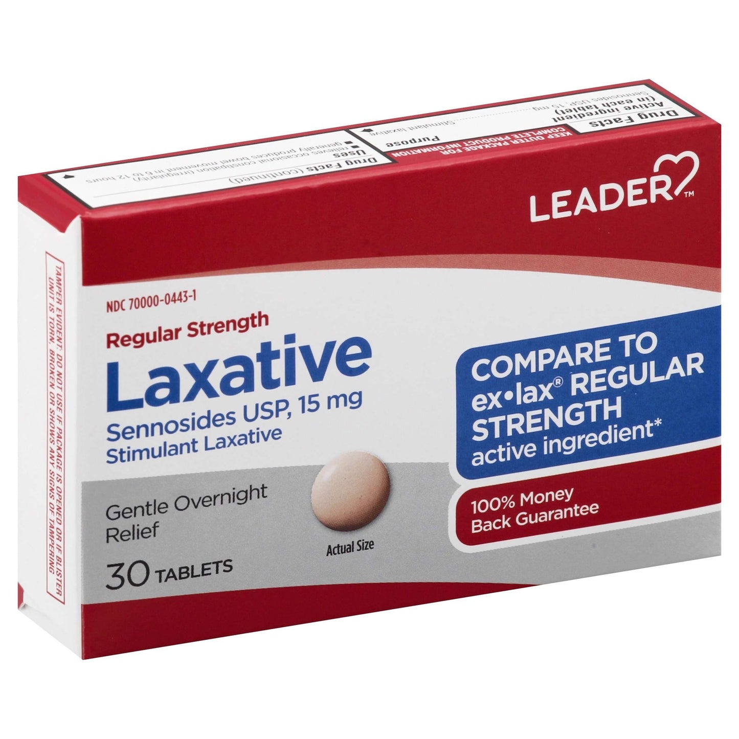 LEADER(TM) LAXATIVE SENNOSIDES USP REGULAR STRENGTH TABLETS 30 CT