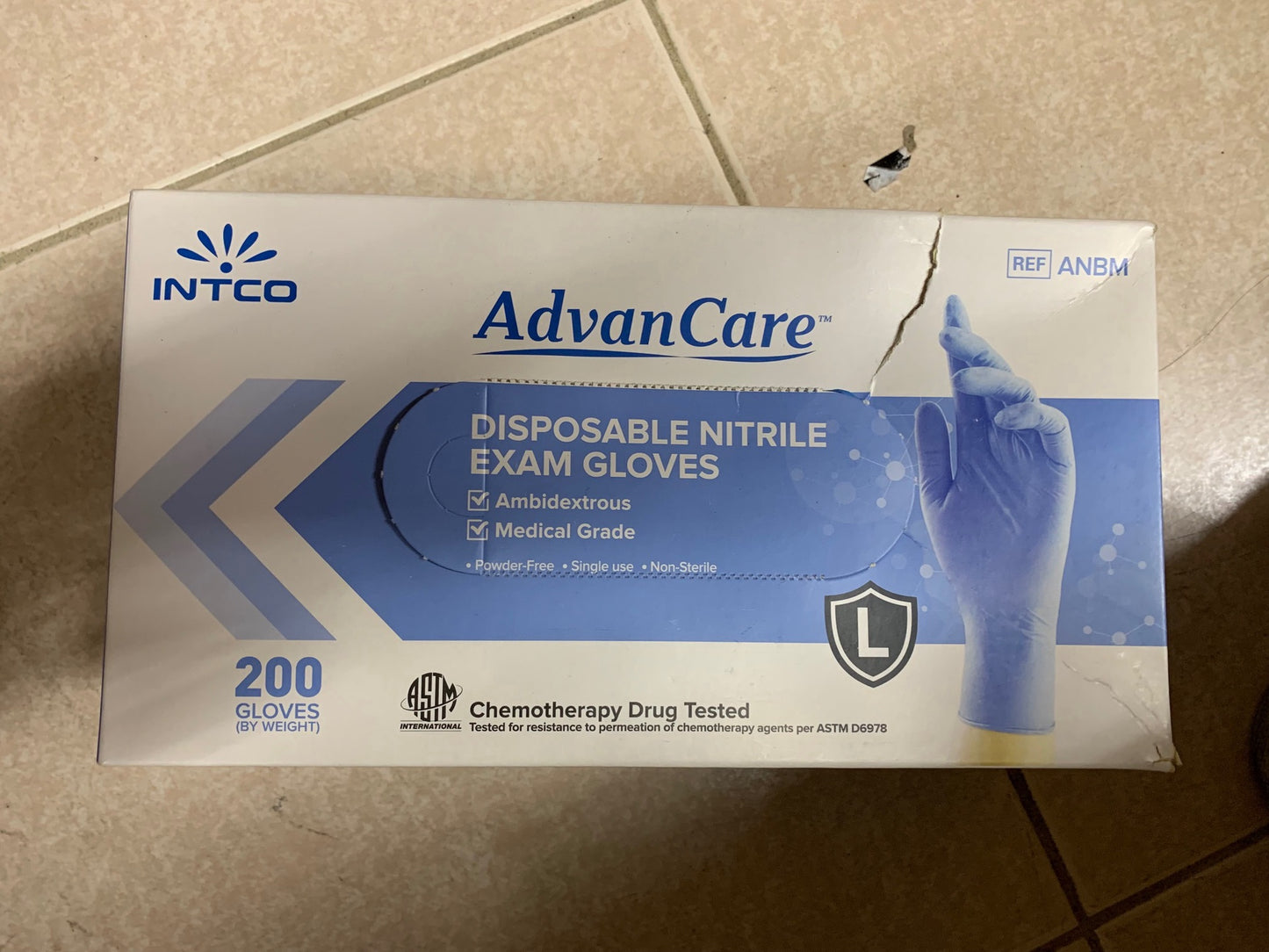 INTCO ADVANCARE DISPOSABLE NITRILE EXAM GLOVES ANBM size L 200 gloves