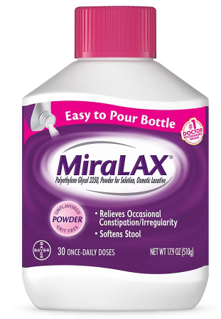 MIRALAX POLYETHYLENE GLYCOL 3350, POWDER FOR SOL'N, OSMOTIC LAXATIVE 30 DOSES, 510G