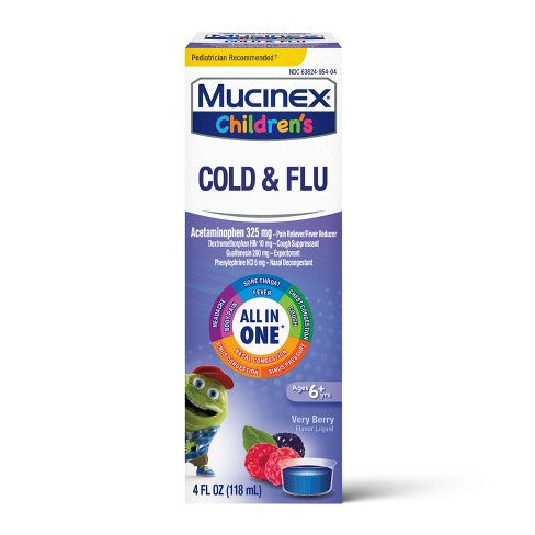 Mucinex Children's Multi-symptom Cold And Sore Throat Relief Liquid - Very Berry - 4 Fl Oz