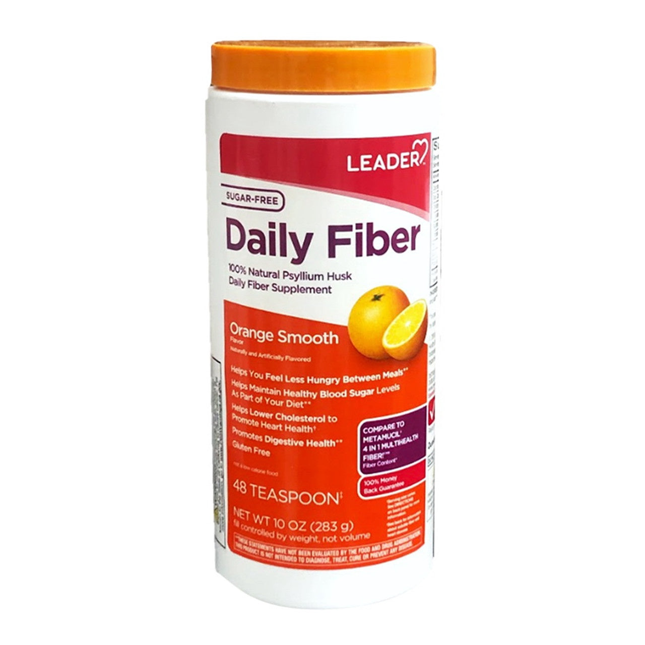Leader Daily Fiber Powder, Orange Smooth Flavor, 10 oz