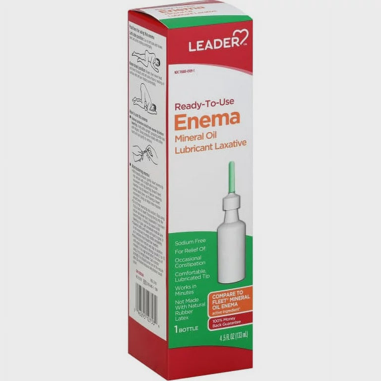 Leader Ready To Use Enema Mineral Oil, Latex Free, 4.5 Oz