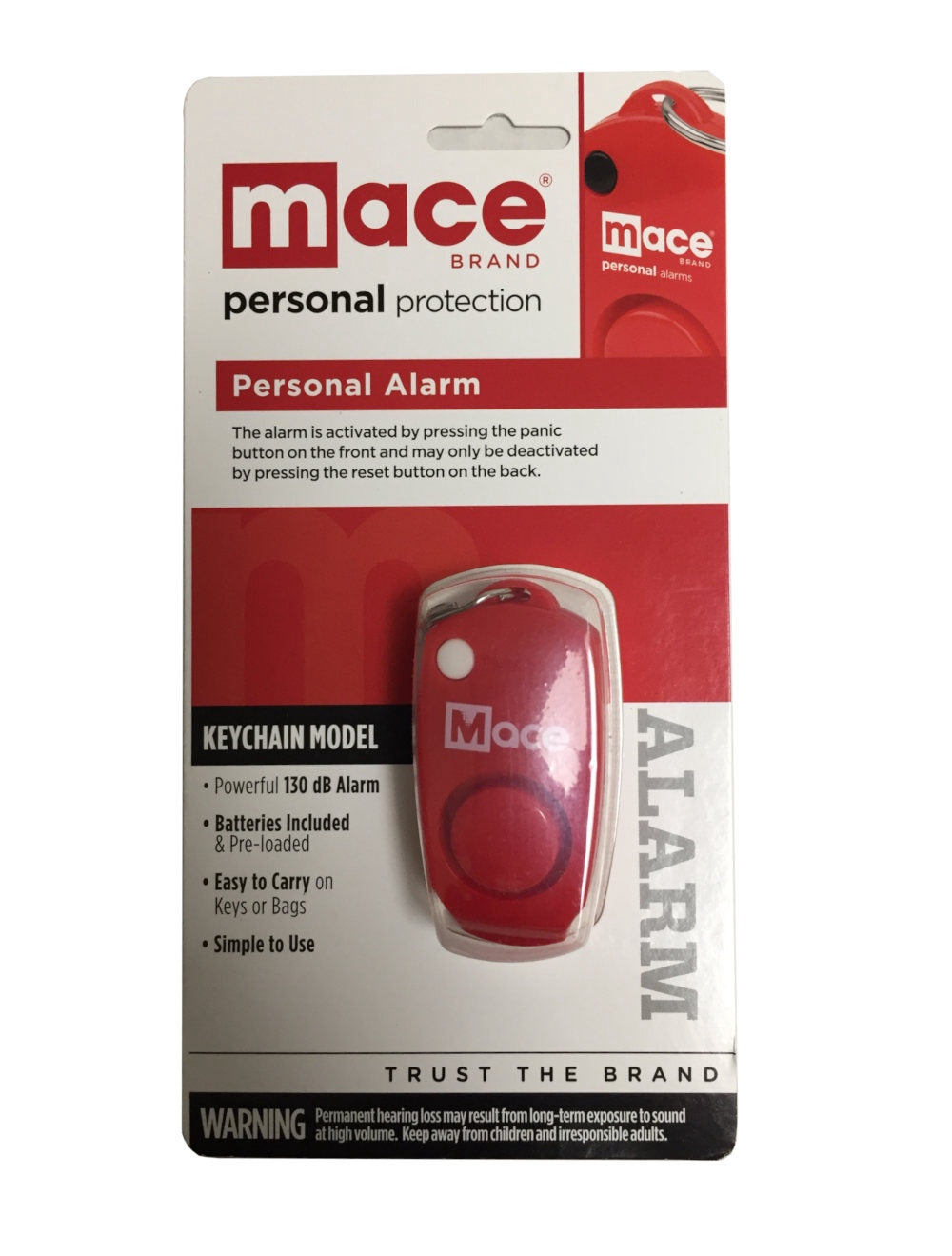 mace Brand Keychain Personal Alarm (130 dB; AG13/LR44 batteries) #105246-1116