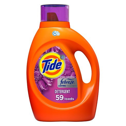Tide Plus Febreze Freshness Spring & Renewal HE Turbo Clean Liquid Laundry Detergent, 92 fl oz, 59 Loads