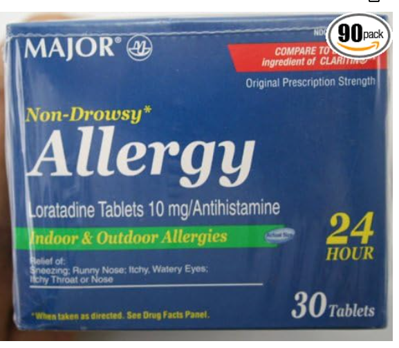 MAJOR Brand LORATADINE 10mg 30 TABLETS