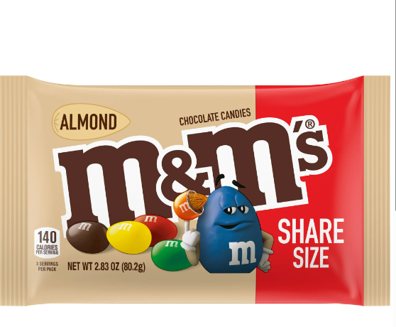 M&M's Almond Milk Chocolate Candy, Sharing Size - 2.83 oz Bag