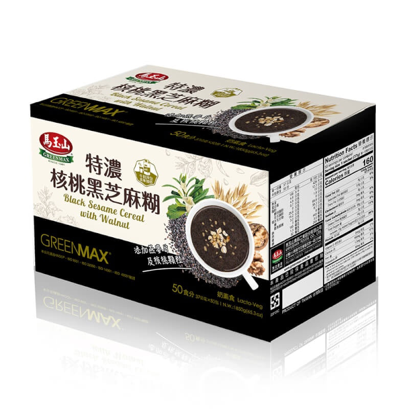 MA YU SHAN Black sesame cerral with walnut (马玉山 特浓黑芝麻糊） N.W 43.1OZ (37g x33pcs)