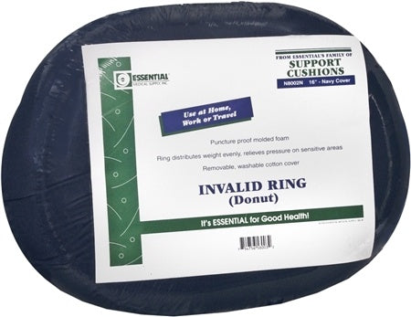 MOLDED DONUT CUSHION WITH COVER NAVY 16 IN , SUPPORTS-BRACES