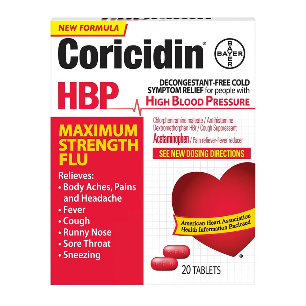 Coricidin HBP Maximum Strength Flu Tablets, 10 Ea