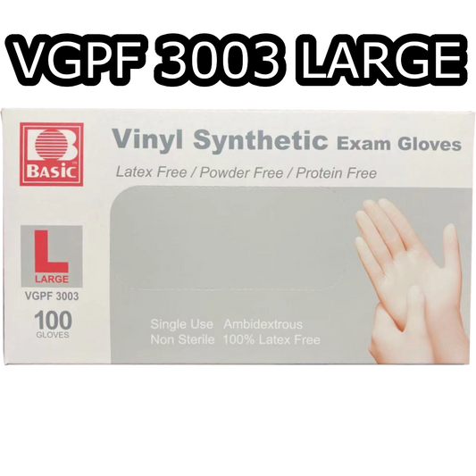 BASiC Vinyl Synthetic Exam Gloves (L) 100/box [VGPF3003]
