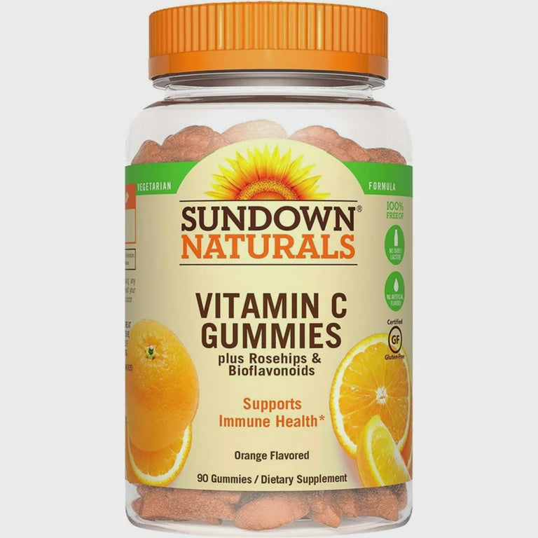 Sundown Naturals, Vitamin C Gummies with Rose Hips Bioflavonoids, Orange Flavored, 90 Gummies