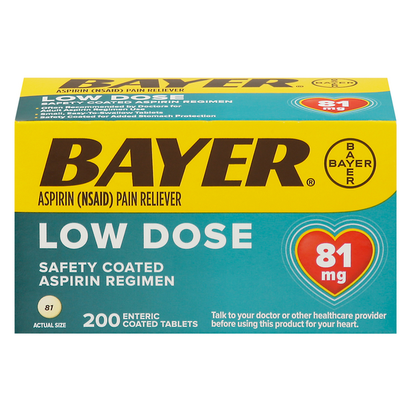 BAYER LOW DOSE 81MG ASPIRIN REGIMEN TABLETS EASY CAP 200 CT