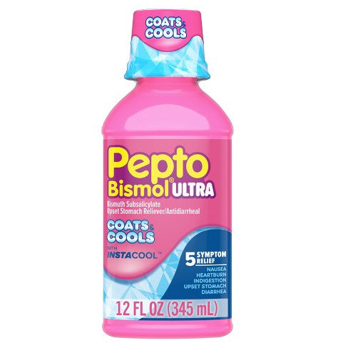 Pepto-bismol Ultra With Instacool 5 Symptom Stomach Relief Liquid - 12 Fl Oz
