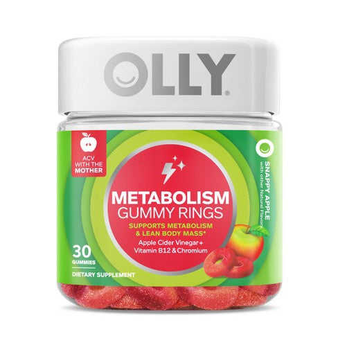 Olly Metabolism Gummy Rings With Apple Cider Vinegar, Vitamin B12 & Chromium - Apple - 30ct