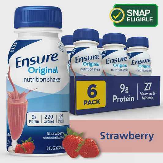 Ensure Original Nutrition Shake, Strawberry - 6 pack, 8 fl oz bottles