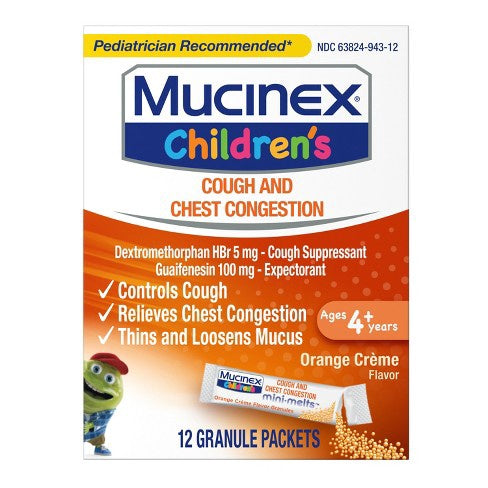 Mucinex Children's Cough & Chest Congestion Medicine - Orange Creme Mini Melts - 12 Ct