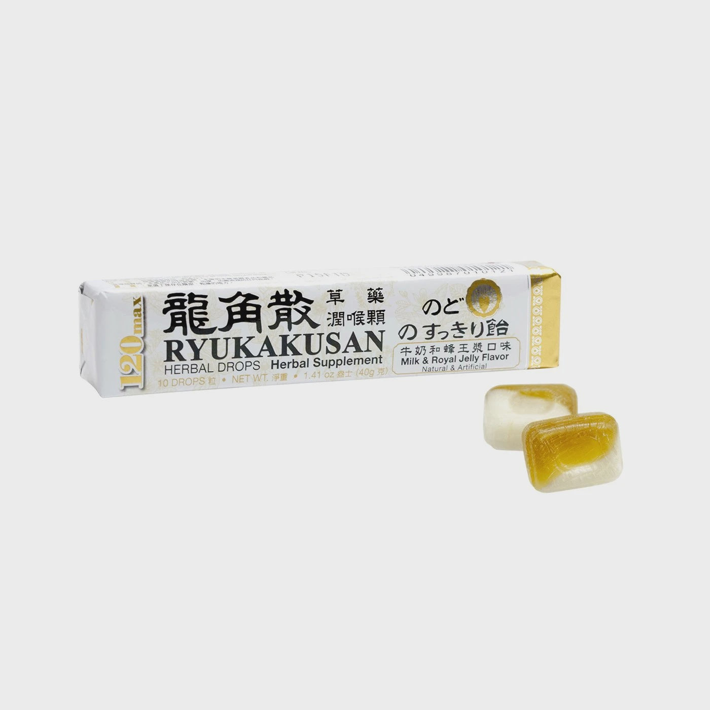 龍角散牛奶和蜂王浆风味 RYUKAKUSAN (Milk & Royal Jelly Flavor) Herbal Drops, Herbal Supplement 10 Drops (40g)