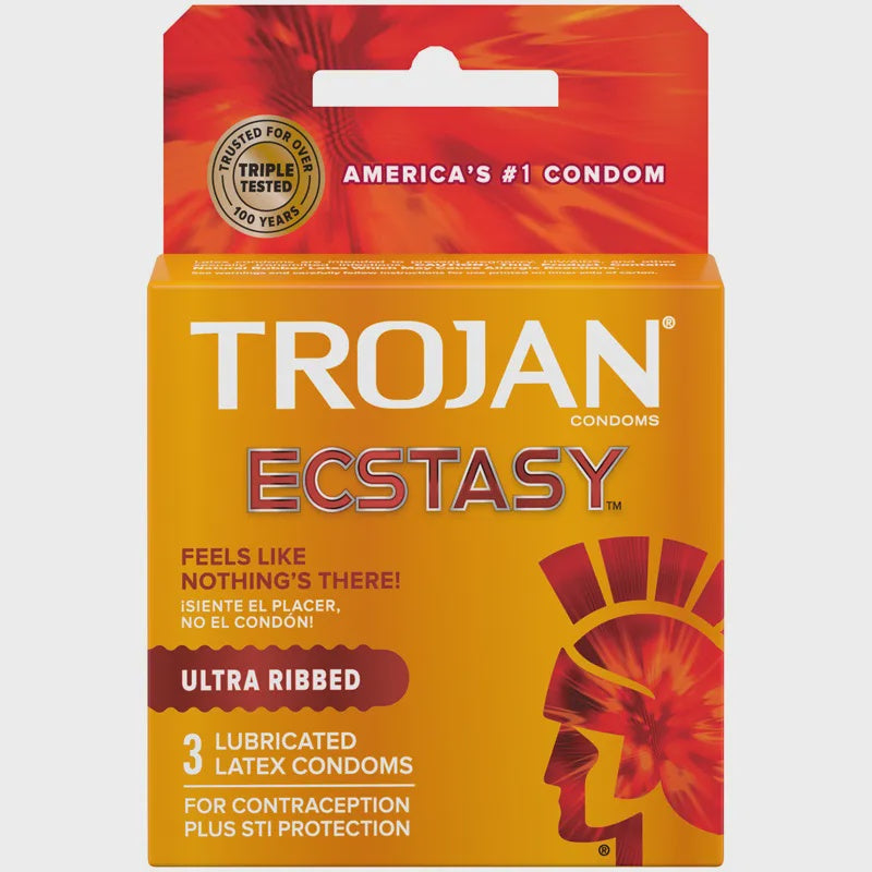Trojan Ultra Ribbed Ecstasy Condoms, 3 count